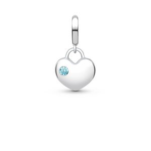 Pingente Life Personalizável Coração em Prata 925 com Pedra Azul