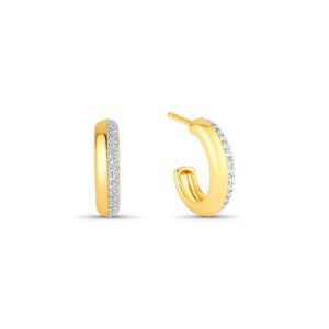 Brinco Argola Life Luxe em Prata 925 com Banho de Ouro Amarelo 18k com Pedras Incolores