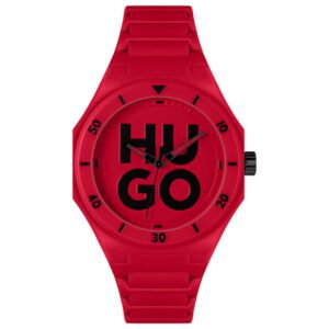 Relógio Hugo Masculino Couro Vermelho 1530328