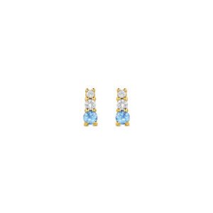 Brinco Cores em Ouro Amarelo 18k com Topázio Swiss e Safiras Incolores