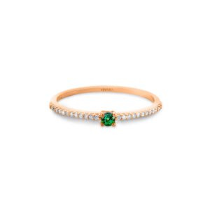 Anel Cores em Ouro Rosé 18k com Topázio Verde e Diamantes
