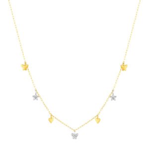 Colar Teens Estrelas em Ouro Amarelo e Ouro Branco 18k com Diamantes, 45cm