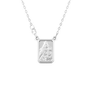 Escapulário Medalhas Jesus e N.Sra. Do Carmo em Ouro Branco 18k, 65cm