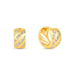 Brinco Argola Life Fusion em Prata 925 com Banho de Ouro Amarelo 18k e Pedras Incolores