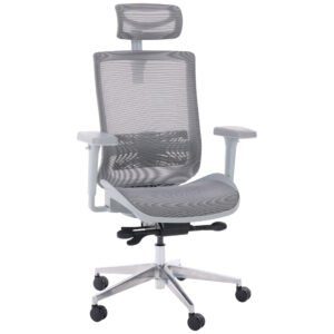 Cadeira De Escritório Comfy Aero Cinza Tela Mesh Cinza, Braço 4d, Multi Regulagens Assento E Encosto