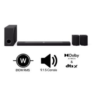 LG Soundbar S95TR – 810W RMS, Dolby Atmos, 9.1.5 Canais, Caixas de Som Traseiras - S95TR
