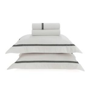 Jogo de Cama Casal Trussardi 300 Fios Percal 100% Algodão Egípcio Capitale Branco/Nero