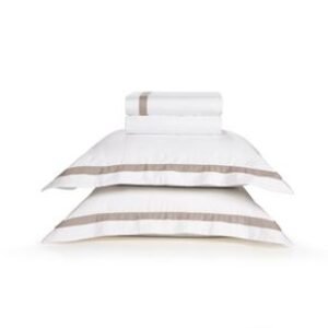 Jogo de Cama Queen 300 fios 100% Algodão Egípcio Vercelli Branco/Nocciola