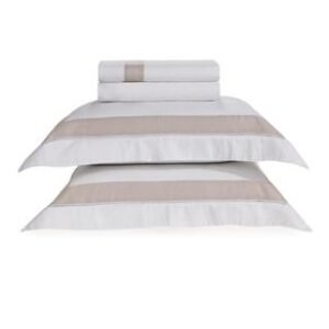 Jogo de Cama Casal de Linho Rivus Branco/Natural