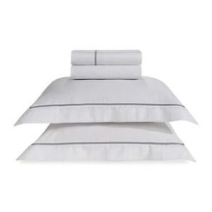Jogo de Cama King Cetim 300 Fios Portello Branco/Ardósia