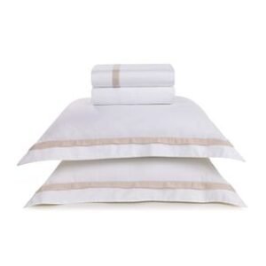 Jogo de Cama King 300 Fios Algodão Egípcio Vercelli Branco/Rose