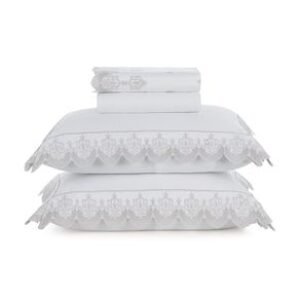 Jogo de Cama King 300 Fios Ricami Branco/Rose