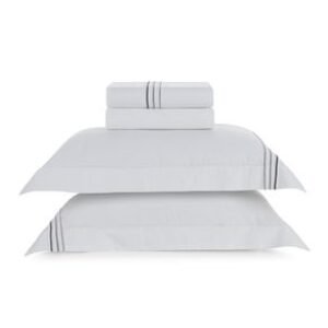 Jogo de Cama Casal 200 Fios Menfi Branco/Cinza