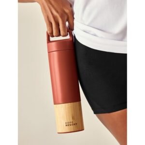 Garrafa Térmica Inox E Bambu Com Infusor - 550ml Vermelho Goiaba TU