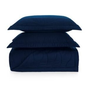 Colcha Queen Trussardi 2 Porta Travesseiros 300 Fios Cetim 100% Algodão Egípcio Novara Marinho