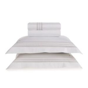Jogo de cama Queen 300 fios Cetim Rienzo Branco/Nocciola