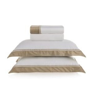 Jogo de cama King 300 fios Cetim Valestro Branco/Nocciola