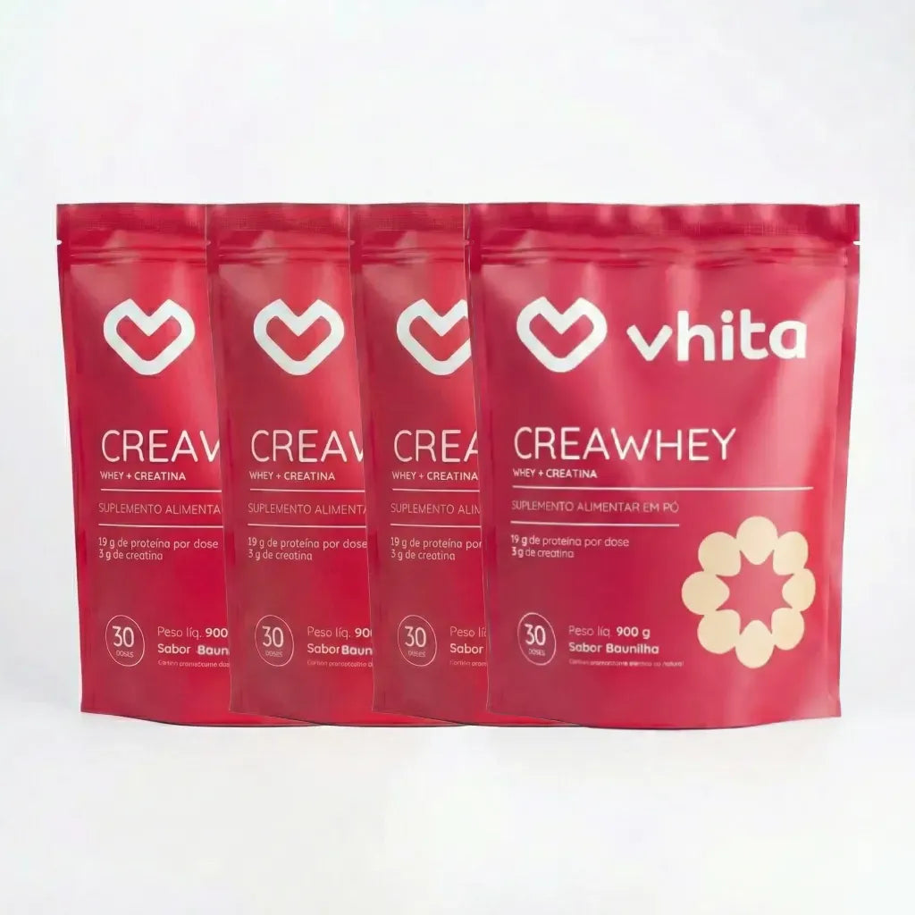 CreaWhey | 19g de proteína e 3g de creatina por dose (chocolate ou baunilha), 900g – Baunilha / 4 unidades