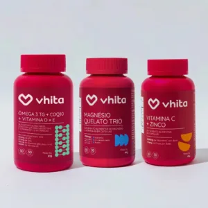 Kit Base da Saúde: Ômega 3 em 1 + Magnésio Quelato Trio + Vitamina C, 1 unidade