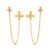 Brinco Life Signature Estrela Dupla com Banho de Ouro Amarelo