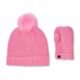 Kit UGG Juvenil com Luva e Gorro Rosa