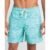Short Praia Casual Estampado Folhagem Plus Size Verde Água Claro XGG