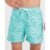 Short Praia Infantil Estampado Folhagem Verde Água Claro P