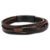 Pulseira Life Masculina Aço e Couro Marrom 19,5 cm