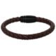 Pulseira Life Masculina Aço e Couro Marrom 19,5 cm