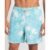 Short Praia Estampado Folhagem Plus Size Azul Claro XXGG