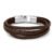 Pulseira Life Masculina Trançada Couro Marrom 19,5 cm