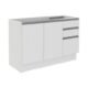 Balcão Gabinete De Pia Madesa Acordes 100% Mdf 120 Cm 3 Portas E 2 Gavetas Frentes Branco Brilho Cor:Branco