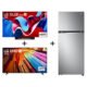 Combo LG TV OLED evo AI C4 4K 65pol 2024 + Smart TV UHD 4K UT80 50pol + Geladeira Frost Free Inverter 395L Duplex Inox Look 220V – OLD6550UT80.B392PL2