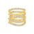 Anel Life Maxi V Curvas em Prata 925 com Banho de Ouro Amarelo 18k e Pedras Incolores, 23.6mm