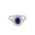 Anel Clássico em Ouro Branco 18k com Safira Azul e Diamantes