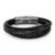 Pulseira Life Trançada em Couro Preto com Aço