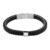 Pulseira Life Trançada em Couro Preto com Aço