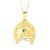 Pingente Medalha Ferradura e Cavalo em Ouro Amarelo 18k