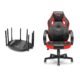 Cadeira Gamer Warrior Vermelha e Roteador Multilaser