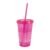 Copo com Canudo Color 625ml Rosa