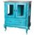 Cristaleira Antique Baixa Lateral Com 2 Portas de Vidro e 1 Gaveta 1004 Azul Turquesa