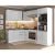 Armário De Cozinha Completa De Canto 100% Mdf 419cm Frentes Branco Brilho Acordes Madesa Xaxa01