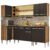 Armário De Cozinha Completa De Canto Madesa Emilly Play Com Balcão E Aéreo Vidro Reflex Rustic/Preto