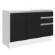 Balcão Gabinete De Pia 100% Mdf 120 Cm 3 Portas 2 Gavetas Branco/Preto Acordes Madesa