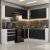 Armário De Cozinha Completa De Canto 100% Mdf 409cm Branco/Preto Acordes Madesa 01