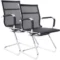 Par De Cadeira De Visitante Comfy Neat Em Tela Preta, Base Fixa