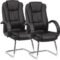 Par De Cadeiras Fixas Comfy Direction Preta, Base Fixa Cromada