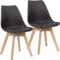 Par De Cadeiras Comfy Eames Estofada Base Em Madeira, Cor Preta