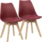 Par De Cadeiras Comfy Eames Estofada Base Em Madeira, Cor Vermelha